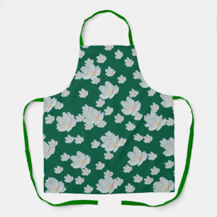 Blossoms On Dk Green Apron