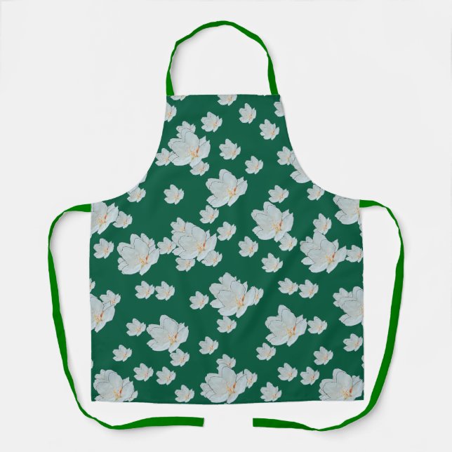 Blossoms On Dk Green         Apron (Front)