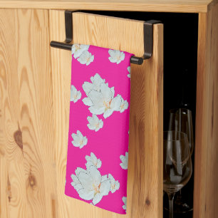 Blossoms On Hot Pink        Tea Towel
