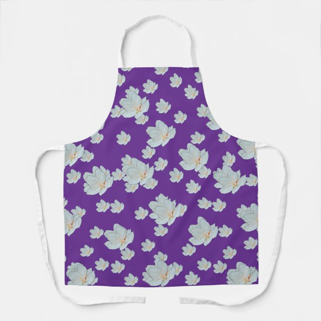 Blossoms On Purple       Apron (Front)