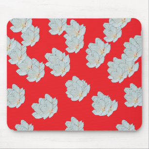 Blossoms On Red Mouse Pad