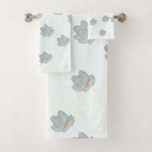 Blossoms On White Bath Towel Set
