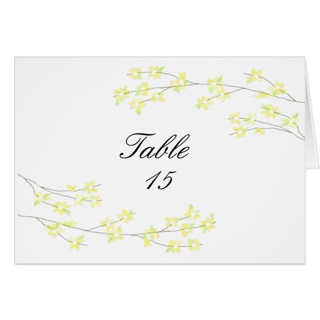 Blossoms Table Seating Card - Yellow Blossoms (Front Horizontal)