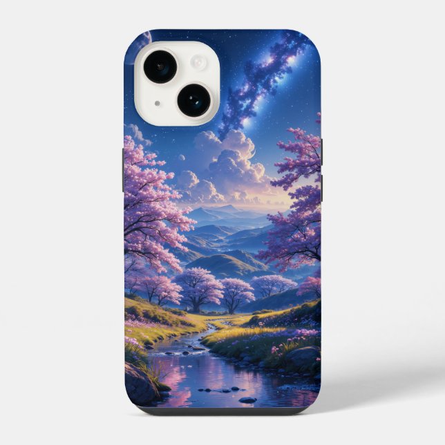 Blossoms Under a Starry Sky iPhone Case (Back)
