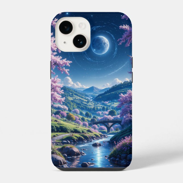 Blossoms Under a Starry Sky iPhone Case (Back)