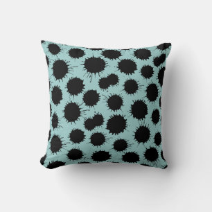 Blot Pattern - Black on Lt Blue Green Cushion