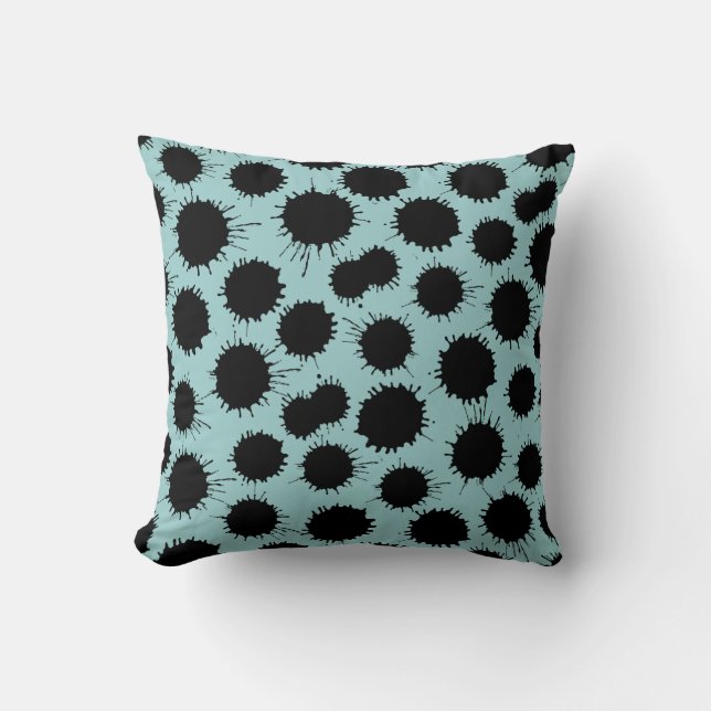 Blot Pattern - Black on Lt Blue Green Cushion (Front)