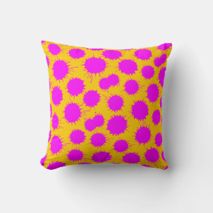 Blot Pattern - Magenta on Amber Cushion