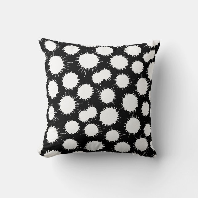 Blot Pattern - White on Black Cushion (Front)