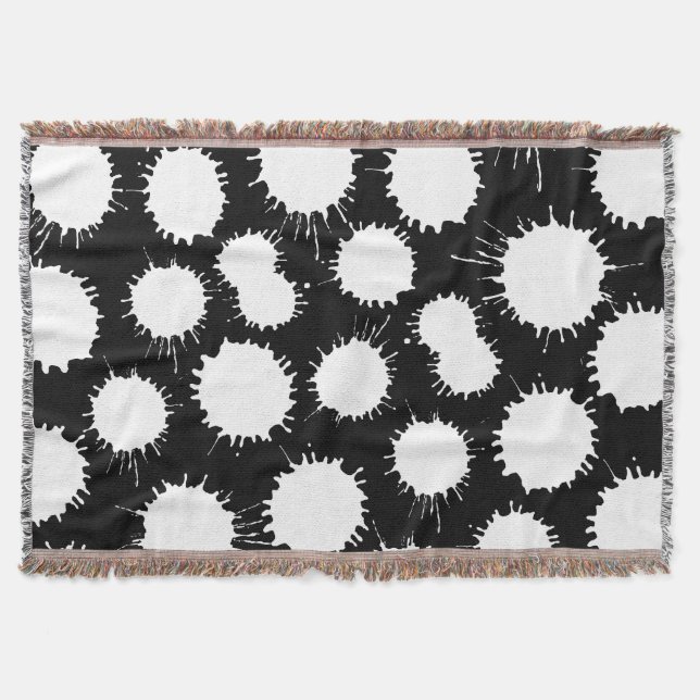 Blot Pattern - White on Black Throw Blanket (Front)