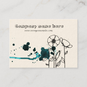 Blotchy flowers, blue business card