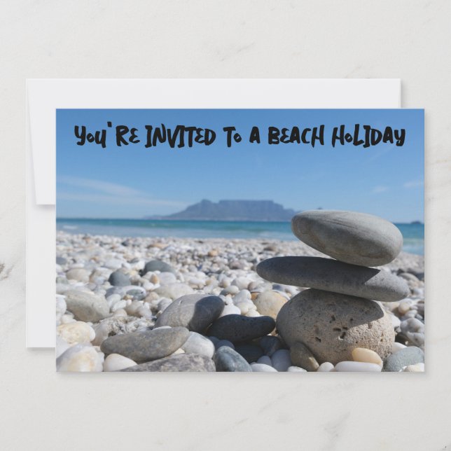 Blouberg Beach Table Mountain Stacked Rocks Invitation (Front)