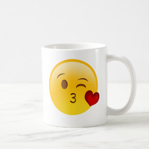 Blow a kiss emoji sticker coffee mug