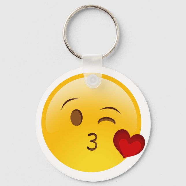 Blow a kiss emoji sticker key ring (Front)