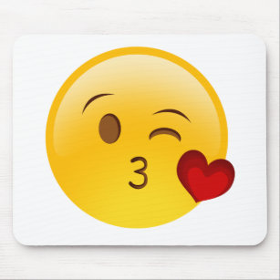 Blow a kiss emoji sticker mouse pad