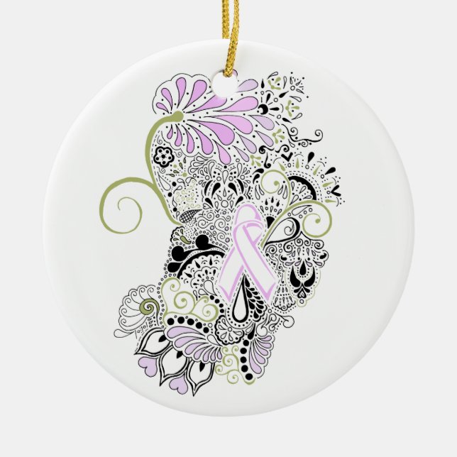Blow Away Breast Cancer Ceramic Ornament (Front)