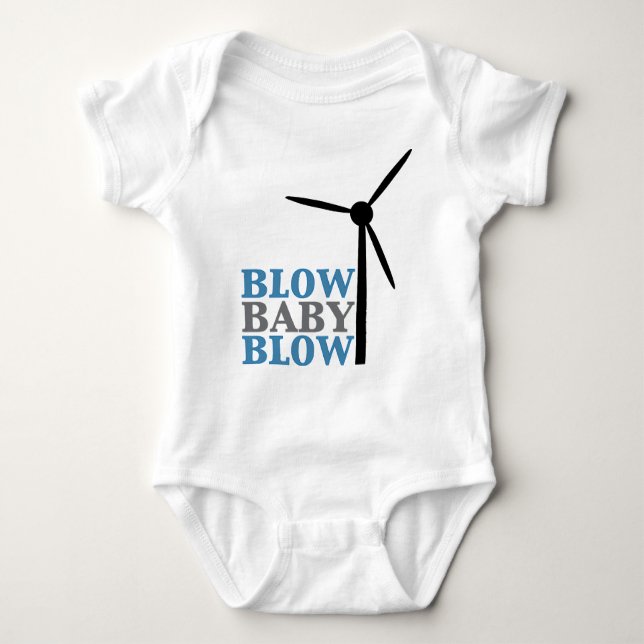 blow baby blow (wind energy) baby bodysuit (Front)