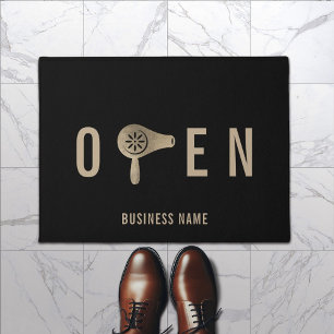 Blow Dry Bar Hair Salon Open Welcome Doormat