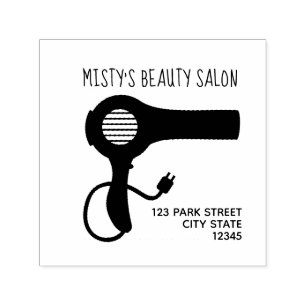 Blow Dryer Hair Salon Address Self-inking Stamp