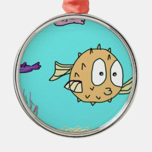 blow fish metal ornament