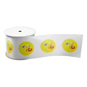 Blow Kiss Love Emoji Satin Ribbon