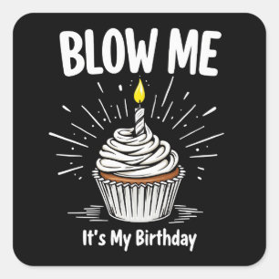 Blow Me It's My Birthday Funny Adult Joke Square Sticker