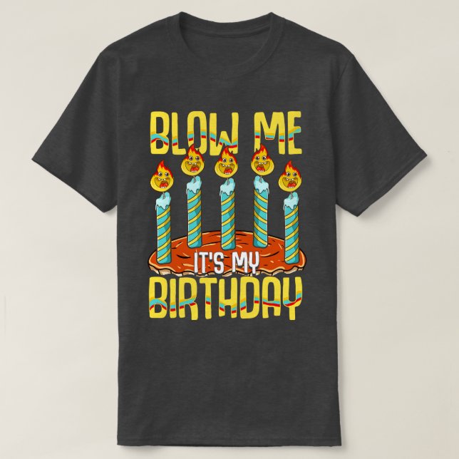 Blow Me Its My Birthday T-Shirt (Design Front)