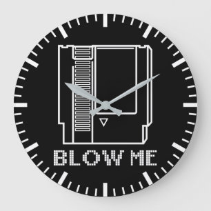 Blow Me - Video Game Cartridge - Funny Gaming Large Clock