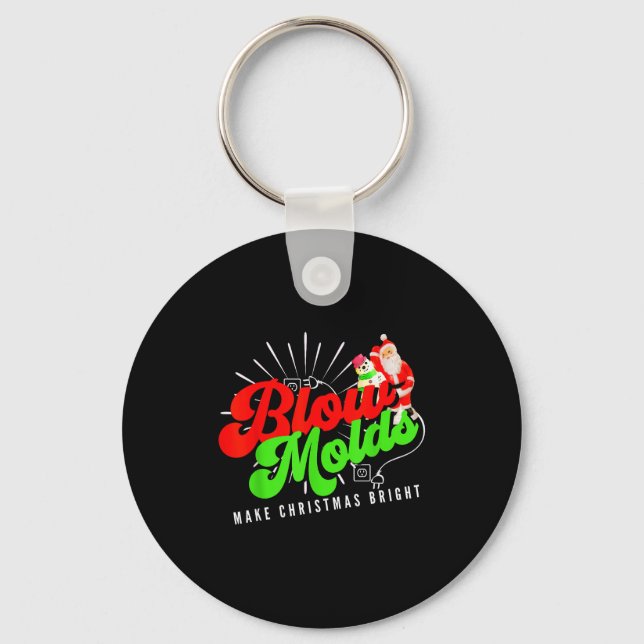 Blow Molds Make Christmas Bright Groovy  Key Ring (Front)
