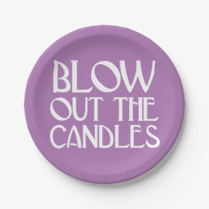 Blow Out The Candles Lavender Art Deco Birthday Paper Plate