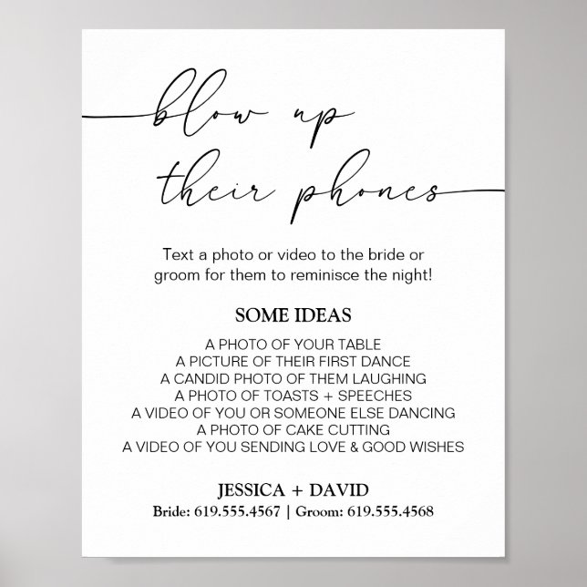 Blow Up Their Phone Sign | Wedding Photo Hunt Game (Front)