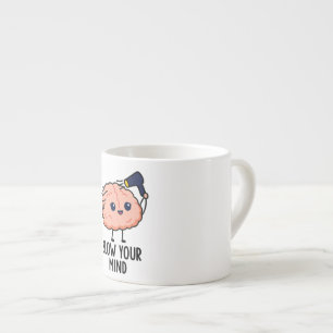 Blow Your Mind Sticker –Cute Brain with Hair Dryer Espresso Cup