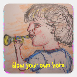 blow your own horn square sticker