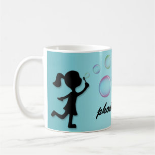 Blowing Bubbles - Aqua Blue Personalised Mug
