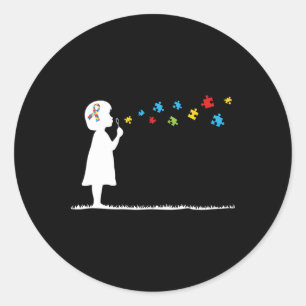 Blowing Bubbles Autism Awareness Youth Kids Classic Round Sticker