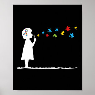 Blowing Bubbles Autism Awareness Youth Kids  Poster