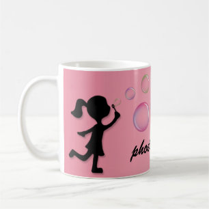 Blowing Bubbles - Pink Personalised Mug