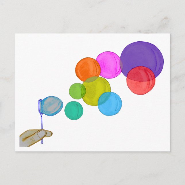 Blowing Bubbles (Rainbow) Postcard (Front)