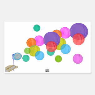 Blowing Bubbles (Rainbow) Rectangular Sticker