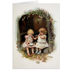 Blowing Bubbles Vintage Girls