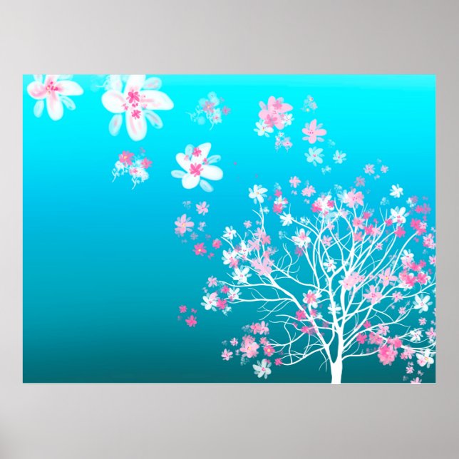 Blowing cherry blossom background for video calls poster (Front)