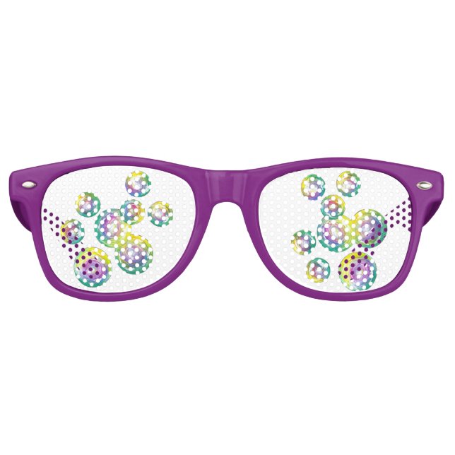 Blowing Iridescent Rainbow Soap Bubbles Retro Sunglasses (Front)