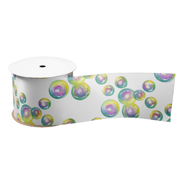 Blowing Iridescent Rainbow Soap Bubbles Satin Ribbon (Spool)