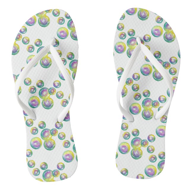 Blowing Iridescent Rainbow Soap Bubbles Thongs (Footbed)