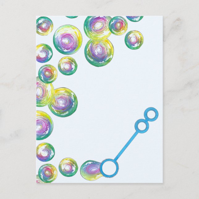 Blowing Rainbow Soap Bubbles Bubble Wand Postcard (Front)