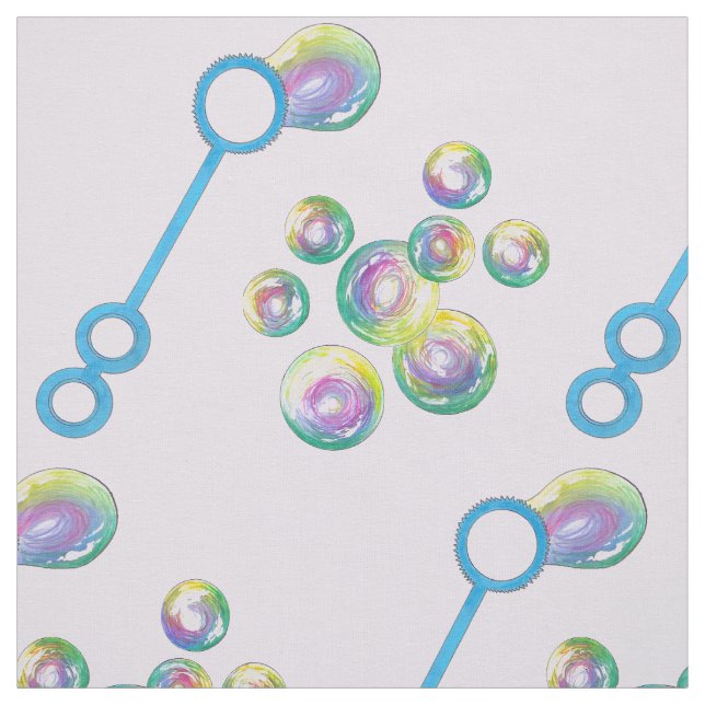 Blowing Rainbow Soap Bubbles Bubble Wand Purple Fabric (Swatch)