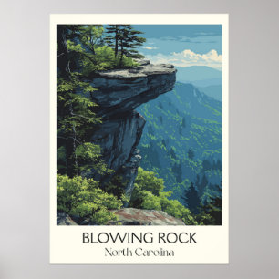 Blowing Rock NC Vintage Mountain Cliff View Art Poster