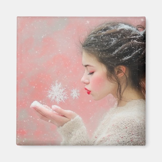 Blowing Snowflakes Magnet (Front)