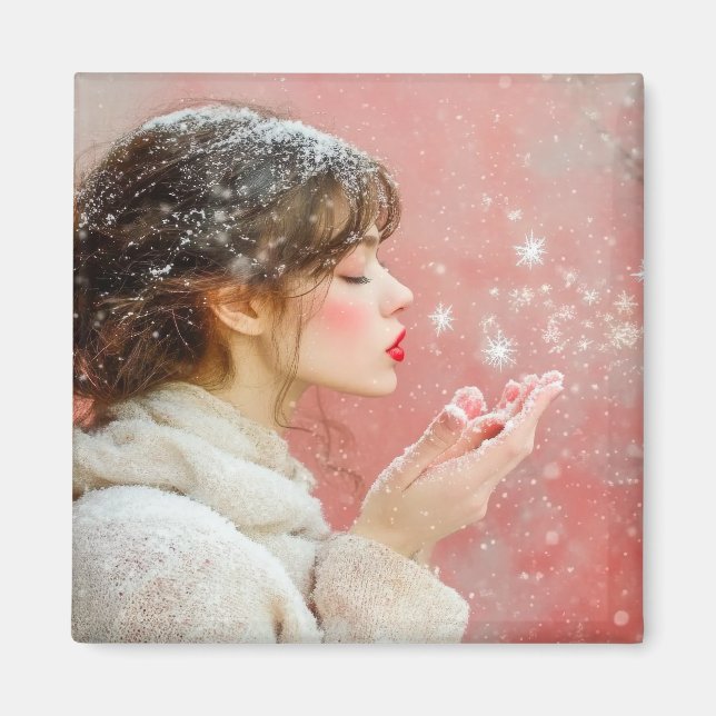 Blowing Snowflakes Magnet (Front)