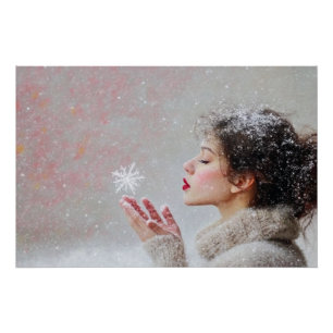 Blowing Snowflakes Poster